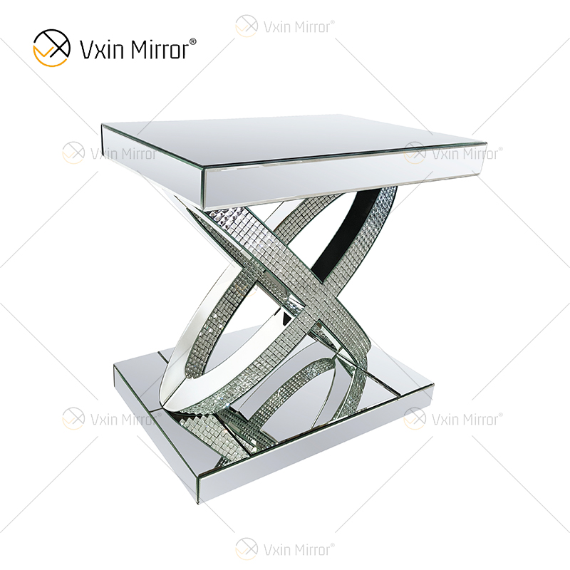 WXWF-128 Home Decor Crystal Silver Glass Möbel verspiegelter Beistelltisch