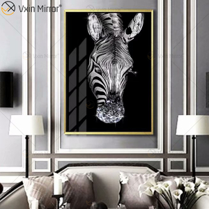 Luxus Aluminium Rahmen Kristall Porzellan Malerei Sofa Hintergrund Wandbehang Malerei Spiegel Wandkunst Wohnzimmer Dekoration