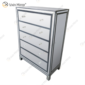 Vxin Spiegel WXR-006 Silber Home Decor verspiegelter Schrank mit 5 Schubladen