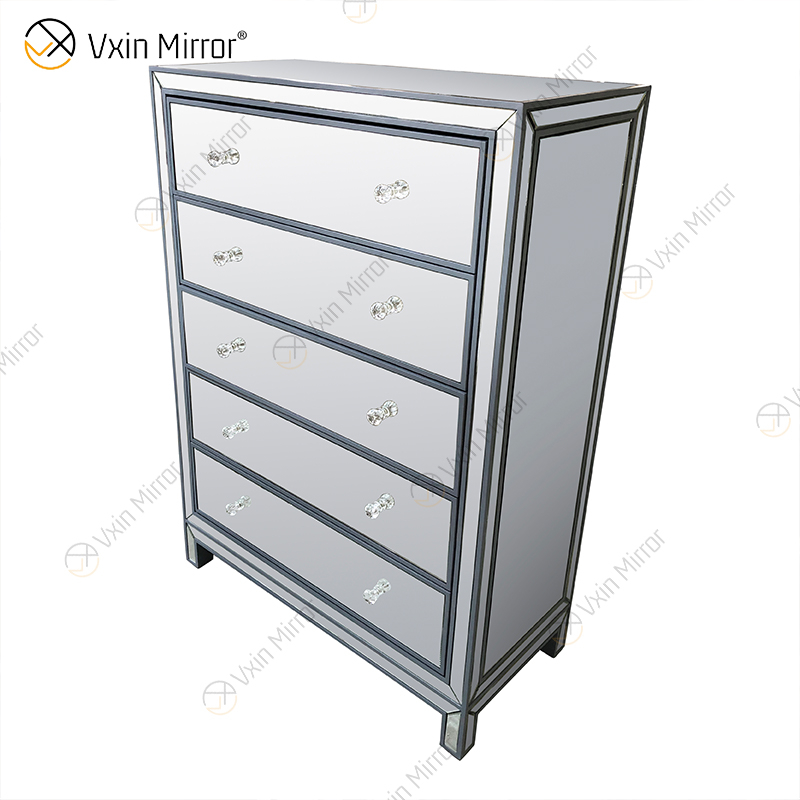 Vxin Spiegel WXR-006 Silber Home Decor verspiegelter Schrank mit 5 Schubladen