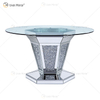 2020 New Design WXF-100 Crushed Diamond Round Silver Esstisch mit Tischplatte aus gehärtetem Glas