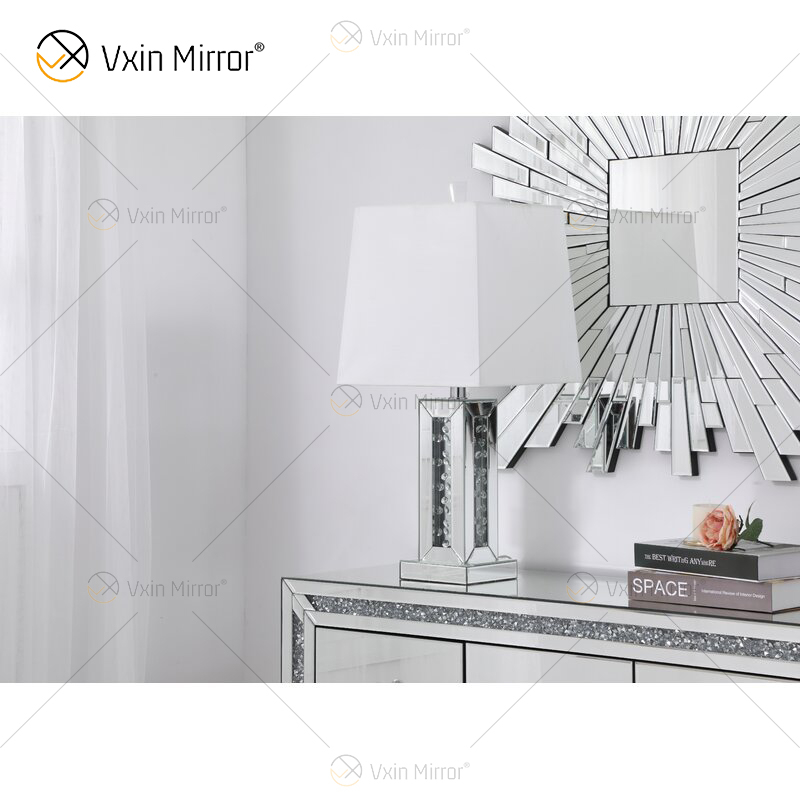 Vxin WXTL-142 Elegante silberne Kristall-LED-Tischspiegellampe 3 Farben LED-Licht für Schlafzimmer