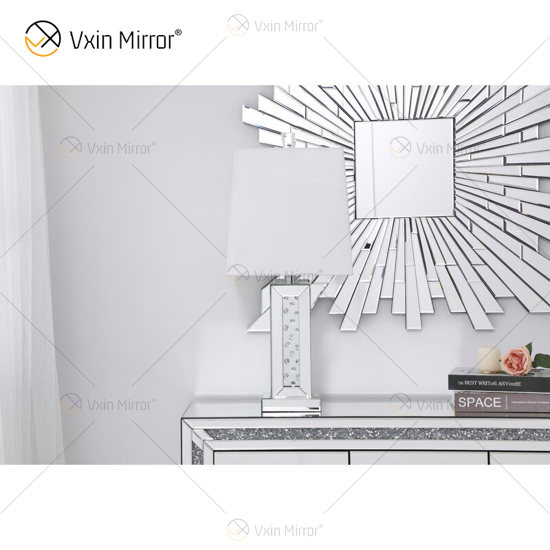 Vxin WXTL-142 Elegante silberne Kristall-LED-Tischspiegellampe 3 Farben LED-Licht für Schlafzimmer