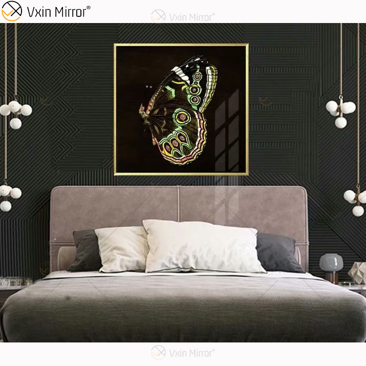 Luxus Aluminiumrahmen Spiegel Wandkunst Kristall Porzellan Malerei Sofa Hintergrund Wandbehang Malerei Wohnzimmer Dekoration