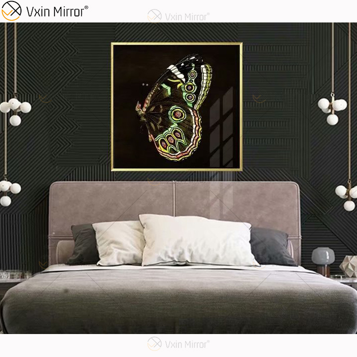 Luxus Aluminiumrahmen Spiegel Wandkunst Kristall Porzellan Malerei Sofa Hintergrund Wandbehang Malerei Wohnzimmer Dekoration