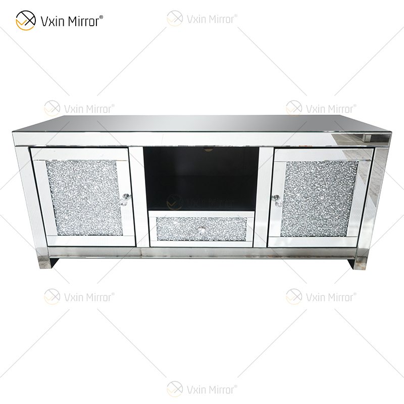 China Supply Moderne europäische WXF-097-1 Crush Diamond Silver Crystal TV-Ständermöbel