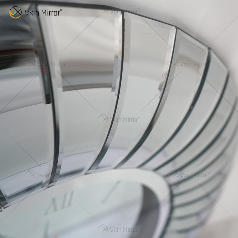 Gespiegelte Uhr WXMC-087 Silber Biegewanddekor Elegante 3D-Kristalluhr