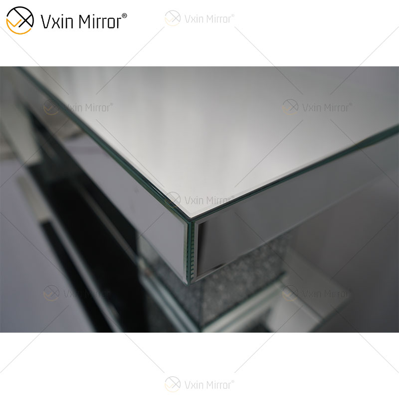 Luxusmöbel Diamond Silver Mirrored Glass Rectangle Couchtisch