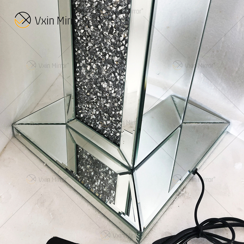 WXFL-032 Wohnzimmer-Silber-Kristall-Stehlampe mit Lampenschirm für Hotel-Spiegellampe