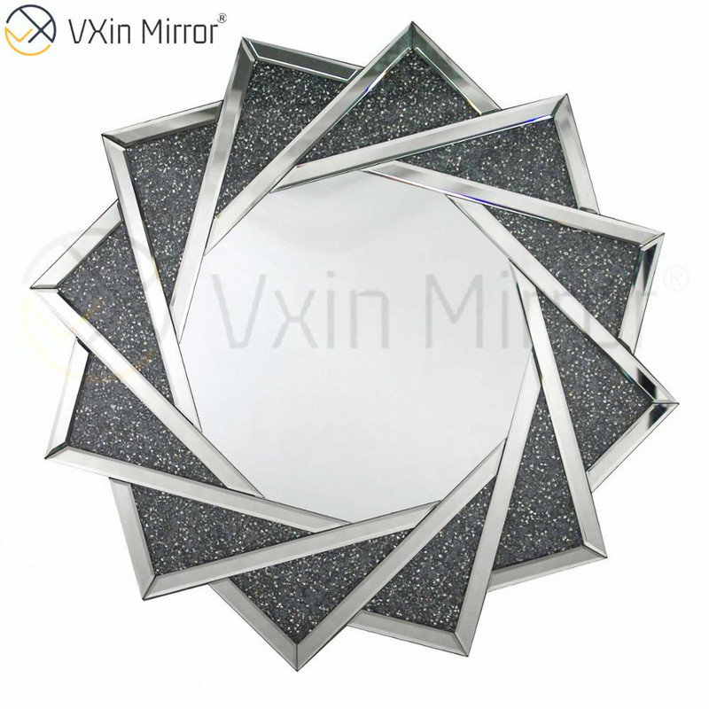 Heißer Verkauf VXin WXM-1779 Moderne Kristall Silber Crushed Diamond Wandbehang Spiegel