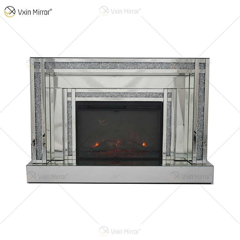 Diamond Luxury Popular Crush Sparkle Crystal Double Band Mirrored WXWF-1109 Kaminumrandung mit elektrischem Spiegelkamin