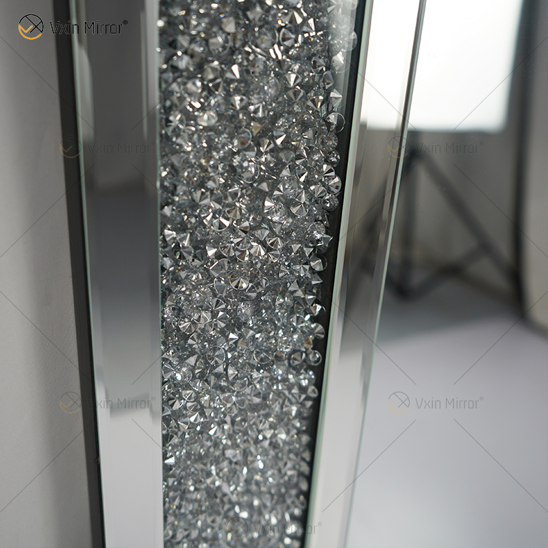 Heißer Verkauf 168 cm WXM-1082 Wanddekor Silber Crushed Diamond Rectangle Mirror
