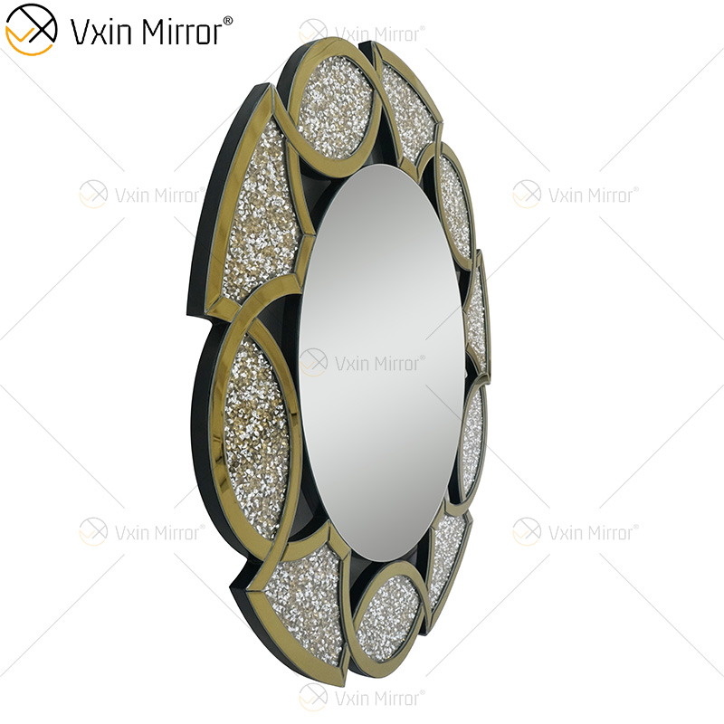 Gold Factory Supply Home Decor Runde 3 Farben Diamond Crush Spiegel Wandaufkleber