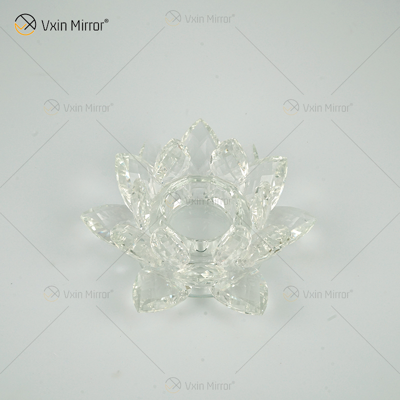 Fabrik-Versorgungsmaterial Vxin Spiegel-Blumen-VX-07 silberner Kerzenständer-Lotus-Kristallkerzenhalter