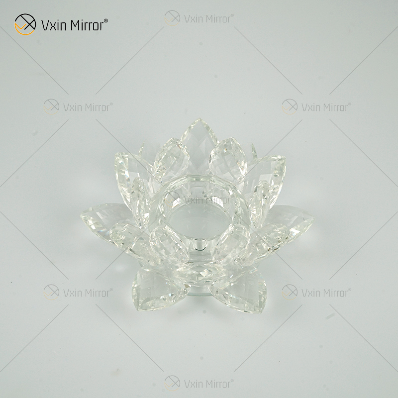 Fabrik-Versorgungsmaterial Vxin Spiegel-Blumen-VX-07 silberner Kerzenständer-Lotus-Kristallkerzenhalter