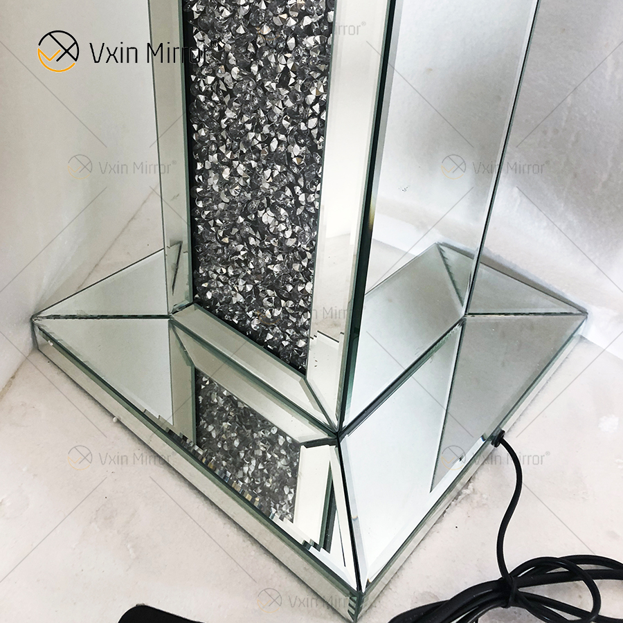 WXFL-032 Wohnzimmer Luxus Silber Modern Crushed Dia Mond Stehlampe Spiegellampe