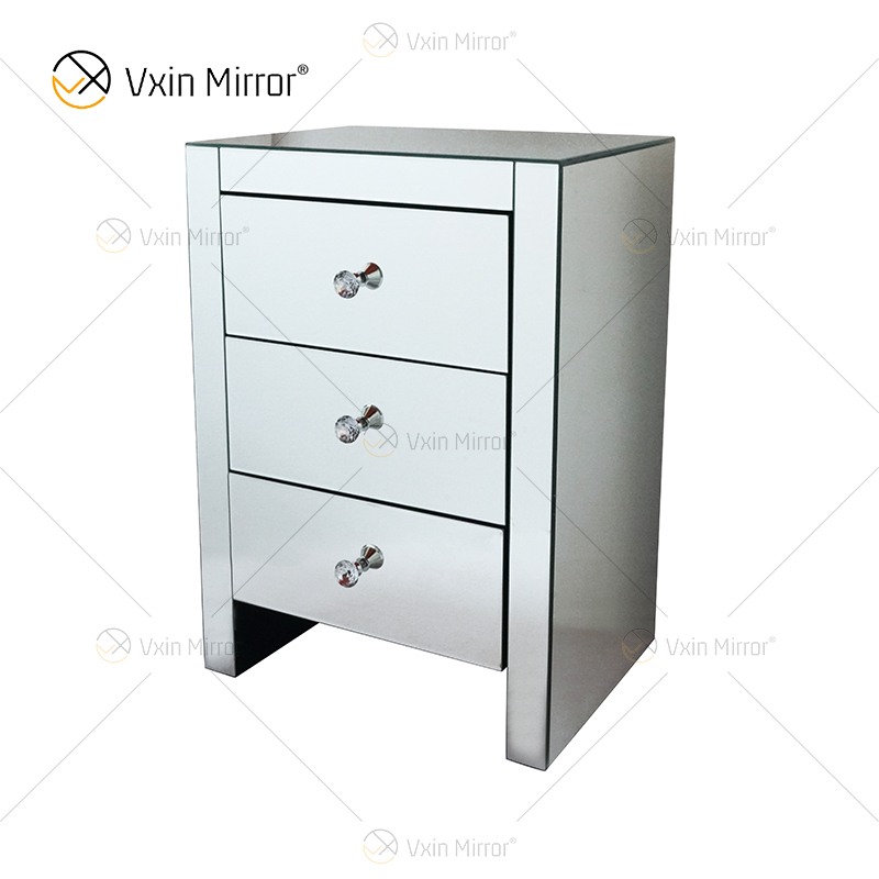 Heißer Verkauf Elegant Vxin WXF-031-1 Nachttisch mit 3 Schubladen Silber Spiegel Nachttisch Spiegel Nachttisch