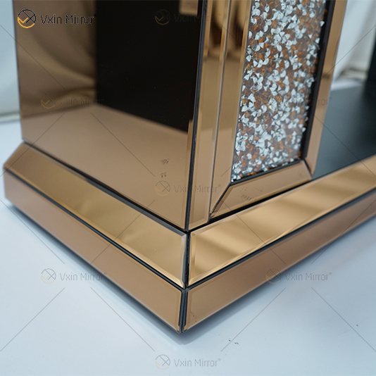 Mehrfarbiger WXWF-020 Luxus Silber Crushed Diamond Kristall Weißglas Wohnzimmer Spiegel Kamin Innen