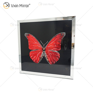 Vxin WXMA-58 Kristall-Porzellan-Malerei, Kunstharz, Schmetterling, Rahmen, dekorativer Spiegel, Wandkunst