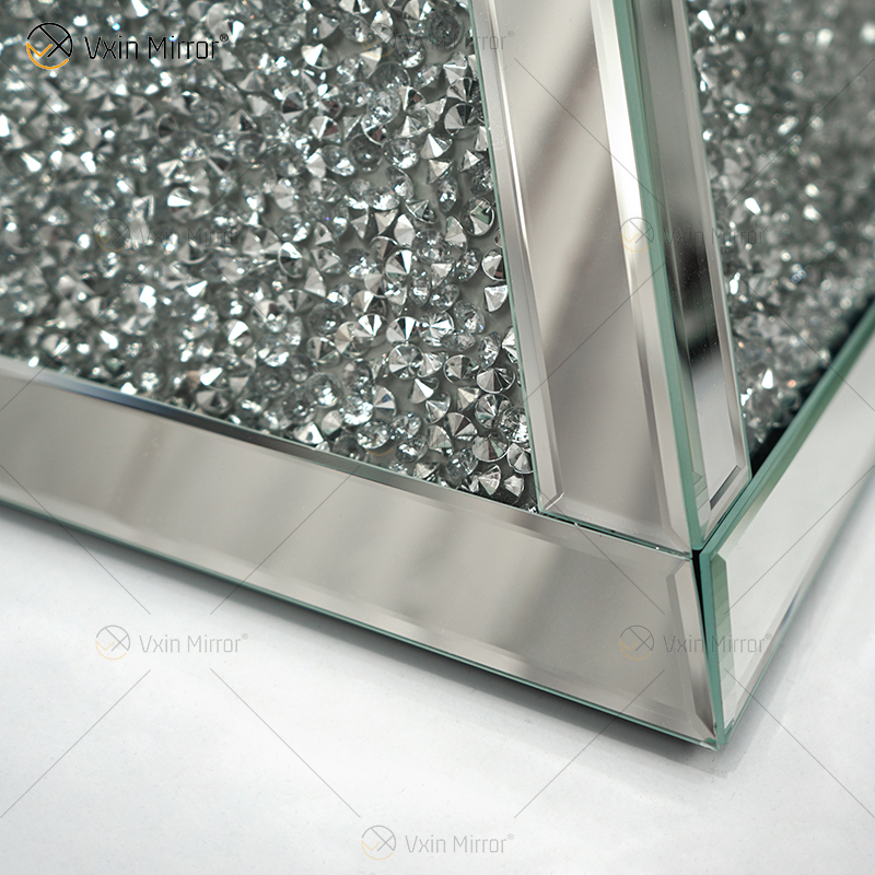 Vxin WXF-151 Square Top Mirror Decor Diamond Mirror Beistelltisch Glas verspiegelter Tisch