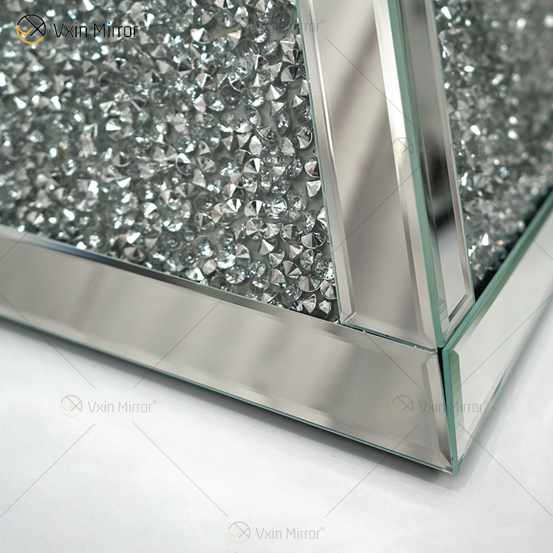 Vxin WXF-151 Square Top Mirror Decor Diamond Mirror Beistelltisch Glas verspiegelter Tisch