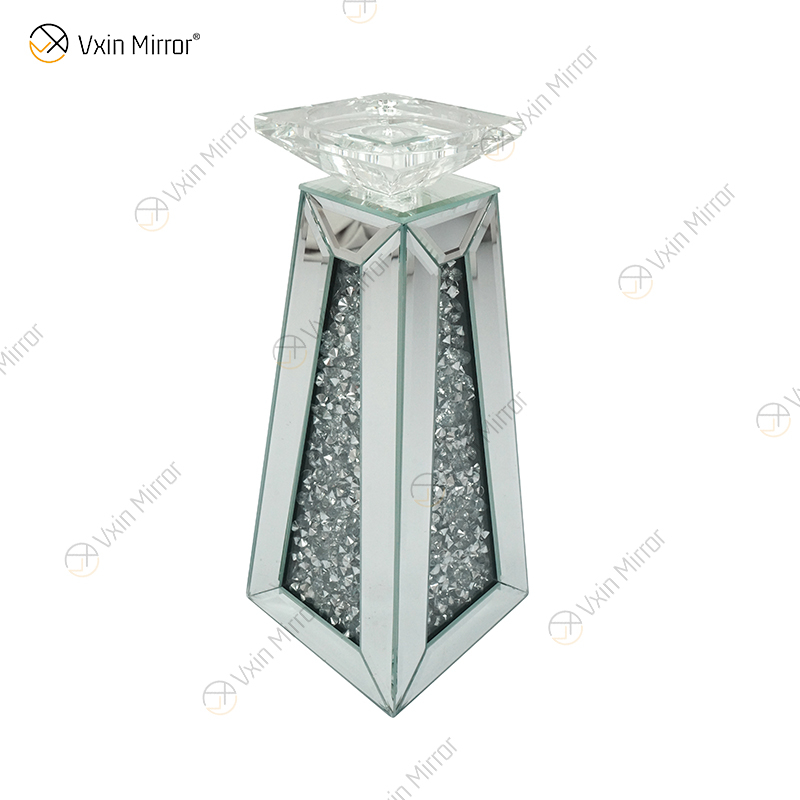 Kundengerechter Name Moderner eleganter WXCH-075 silberner Crystal Mirrorr Kerzenhalter für Haupthochzeit