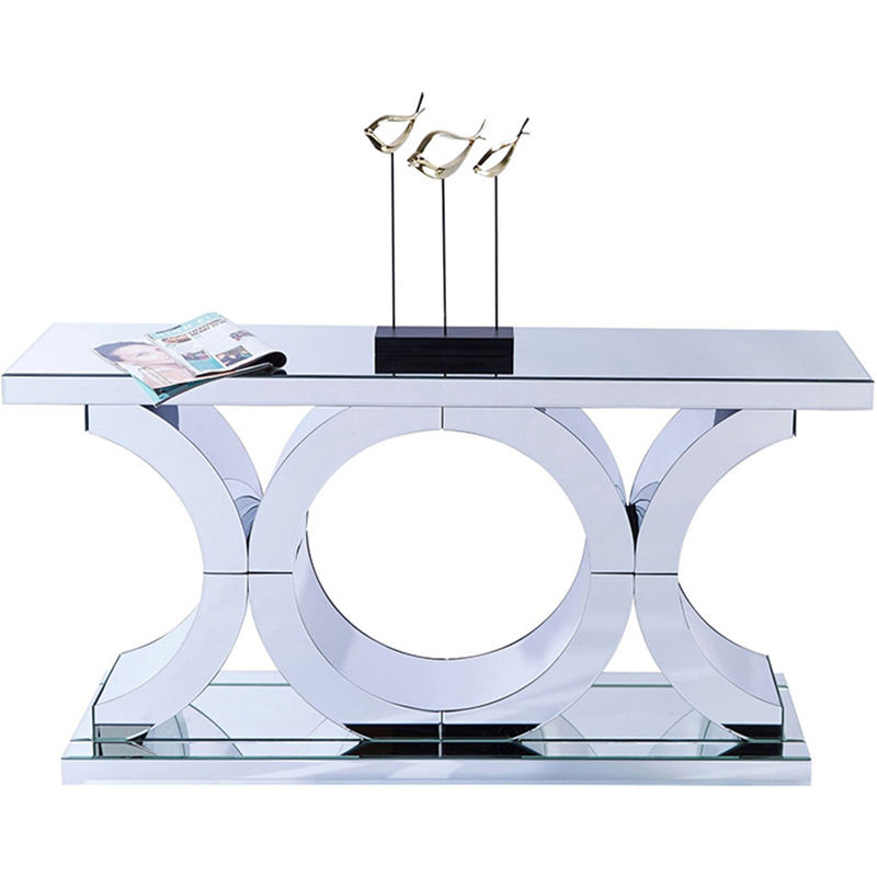 Günstige WXWF-535 Konsolentisch Glas Luxus Modern verspiegelt Silber Wohnmöbel Wohnzimmer Konsolentisch