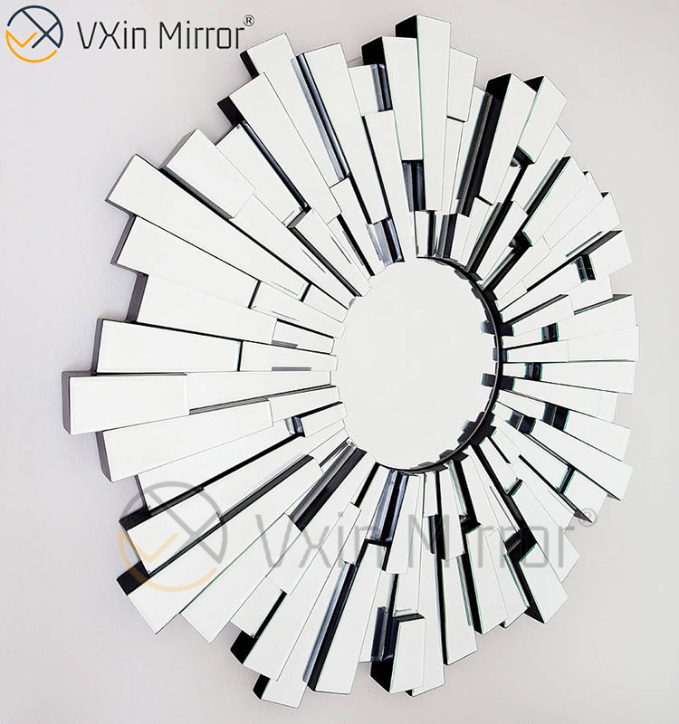 Vxin Wanddekoration WXM-1004 Silberner 3D-Glas-Wandspiegel