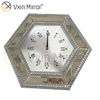 Anti-Drop-Paket Vxin WXMC-008 Moderne silberne Kristallspiegel-Wanduhr