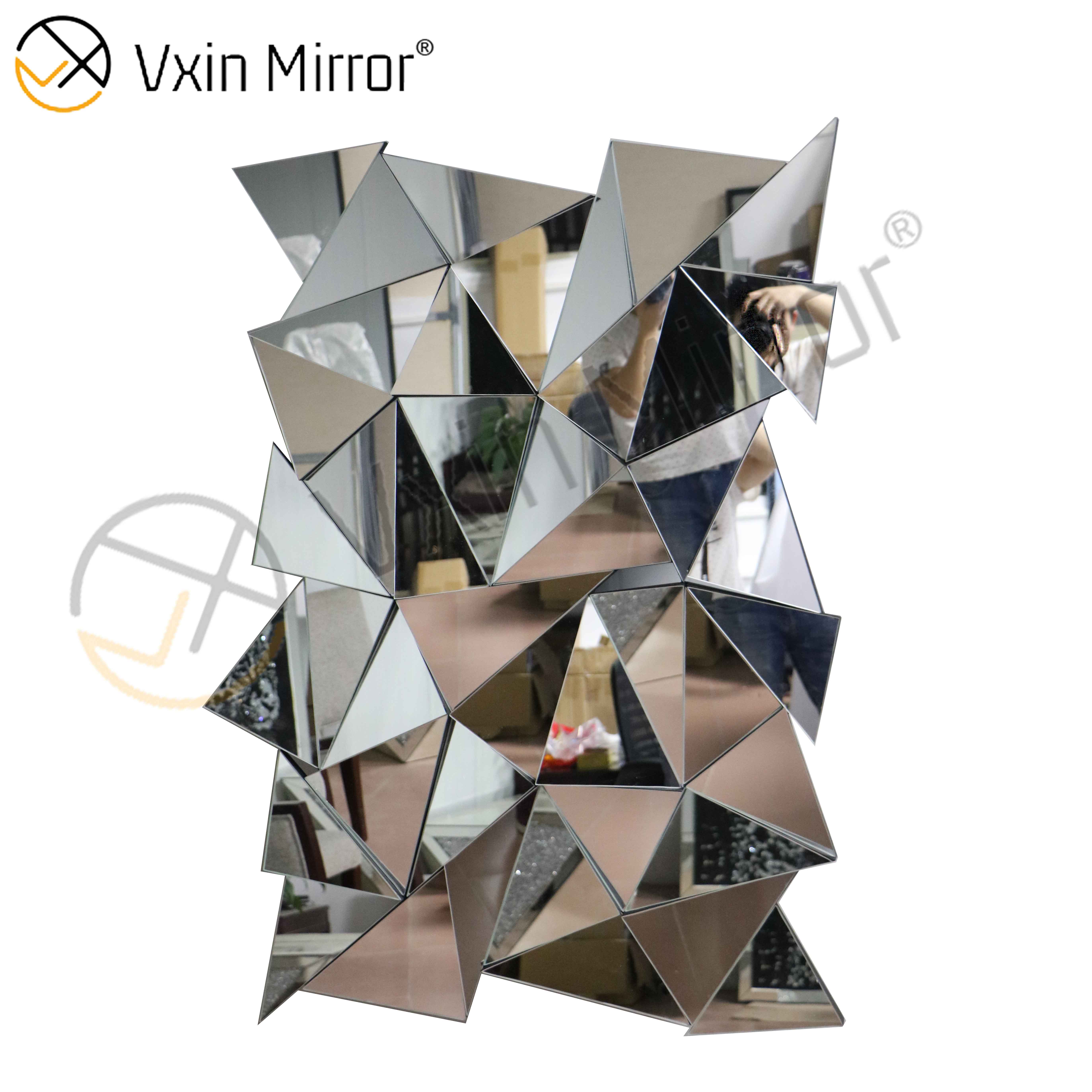 Factory Supply 3D Wanddekoration Silber Stereoskopischer Glaswandbehang WXM-2477 Spiegel