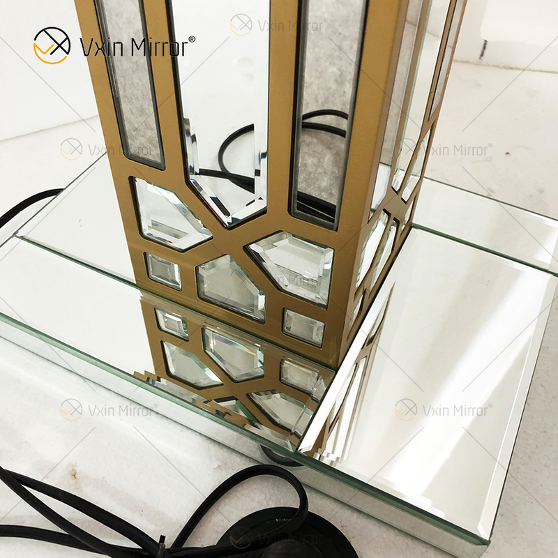 Nachttisch WXFL-031 Wohnzimmer Luxus Silber LED Antik verspiegelte Stehlampe Spiegellampe