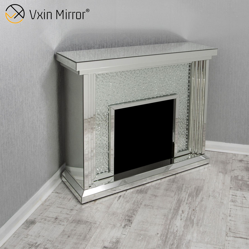 Moderner WXWF-1096 Sparkle Electric LED Mirrored Crushed Crystal Mirror Kamin