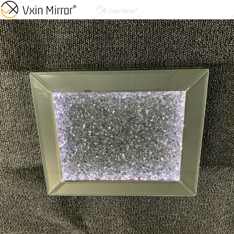 LED VXin Wohnkultur Schmuckkästchen Silber Glas Crushed Diamond Moderne verspiegelte Schmuckschatulle mit LED