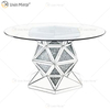 2020 New Design WXF-160 Crushed Diamond Round Silver Esstisch mit Tischplatte aus gehärtetem Glas