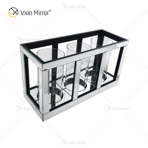 Meetart Kerzenhalter aus kristallklarem, silbernem Spiegelglas mit 3 Kerzenlichtröhren, elegant, ideal für die Heimdekoration, WXCH-65