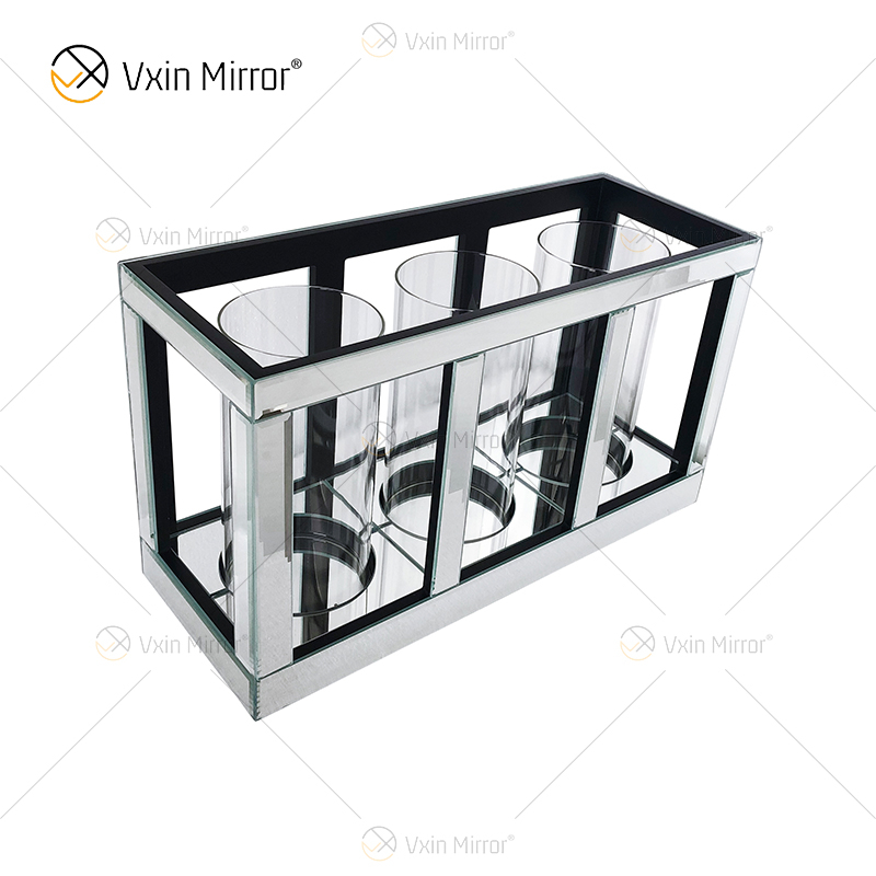 Meetart Kerzenhalter aus kristallklarem, silbernem Spiegelglas mit 3 Kerzenlichtröhren, elegant, ideal für die Heimdekoration, WXCH-65