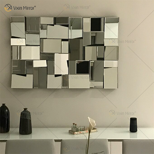 VXin Spiegel WXM-1548 Moden Silber Glas 3D Dekorativer Wandspiegel Wohnkultur für Wohnzimmer Schlafzimmer