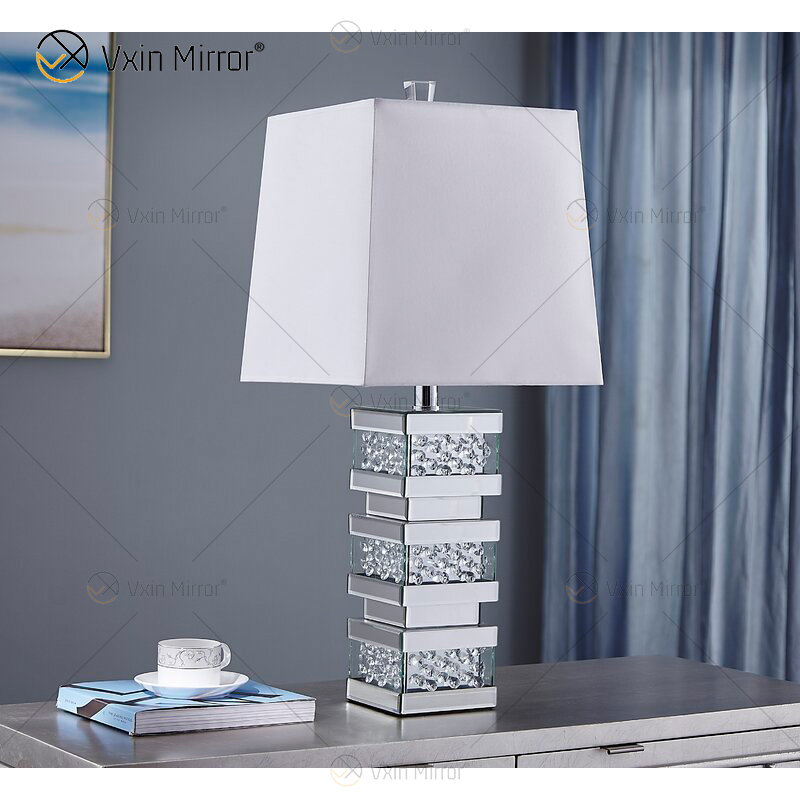 Factory Supply WXTL-097 Moderne Spiegel-Tischlampe aus silbernem Kristall-LED für warmes Licht