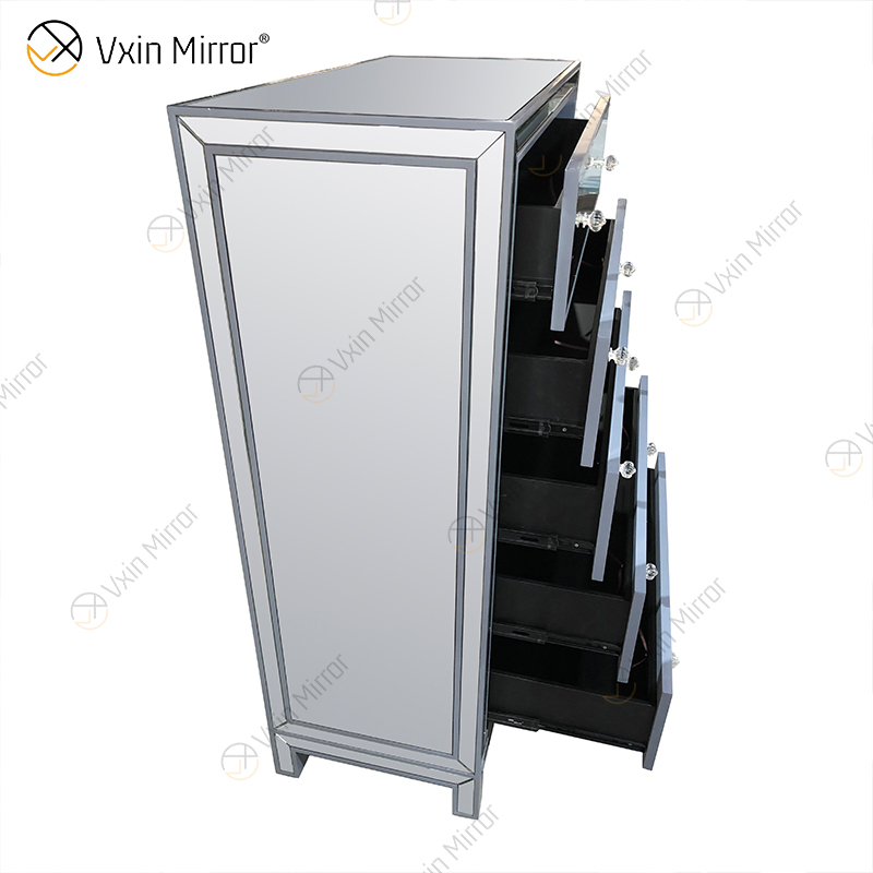 Vxin Spiegel WXR-006 Silber Home Decor verspiegelter Schrank mit 5 Schubladen