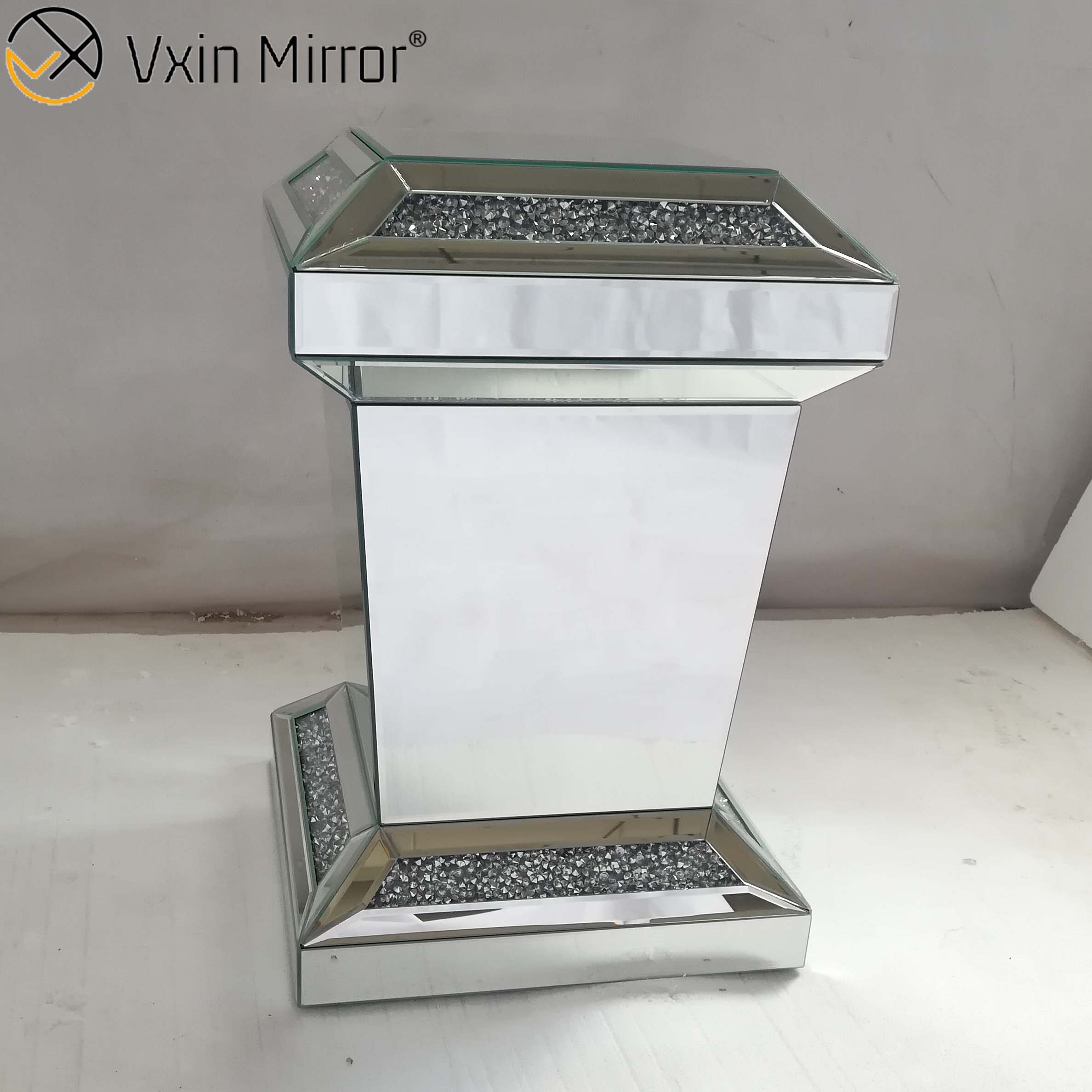 Vxin Mirror WXF-725 Moderner Rechteck-Diamant-Spiegel-Beistelltisch 3D-Spiegel-Beistelltisch für Wohnzimmer