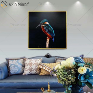 Luxus Aluminiumrahmen Spiegel Wandkunst Kristall Porzellan Malerei Sofa Hintergrund Wandbehang Malerei Wohnzimmer Dekoration