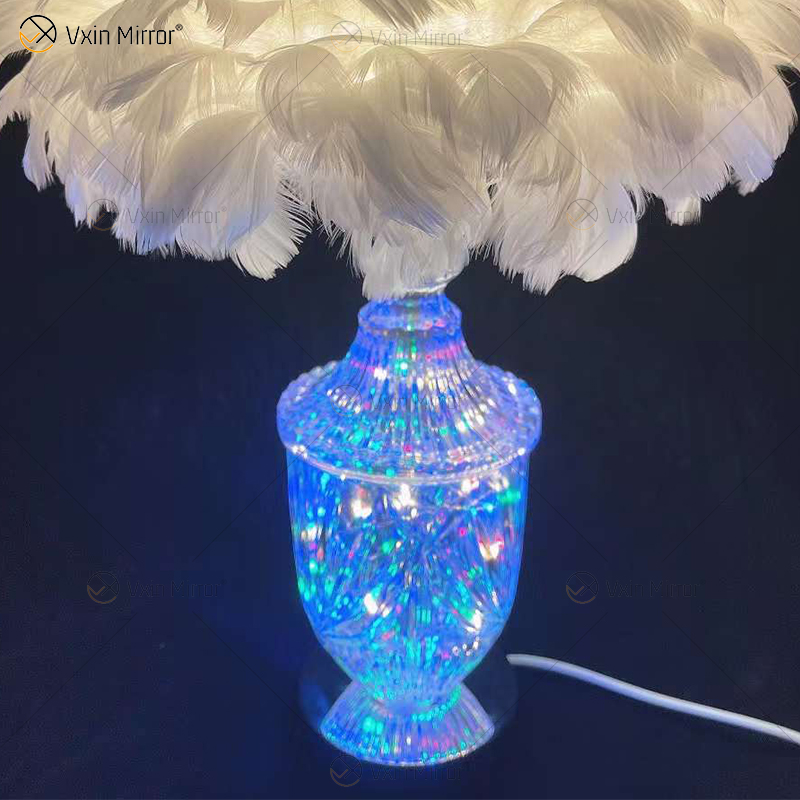 Factory Supply Wunderschöne Federglas-Tischlampe mit LED für Schlafzimmer