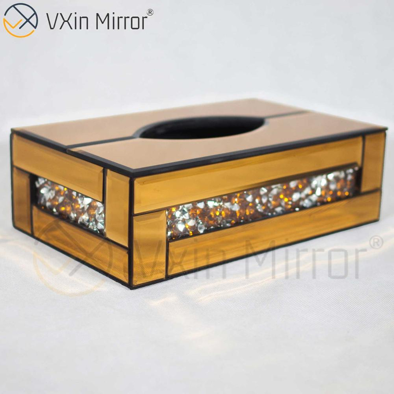 Vxin Spiegel WXB-001 Braun Luxus Glas Crushed Diamond Tissue Box Spiegel Tissue Box