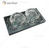 Kundengerechter Namensmoderner eleganter silberner Glaskerzenhalter des zerquetschten Diamant-WXCH-002