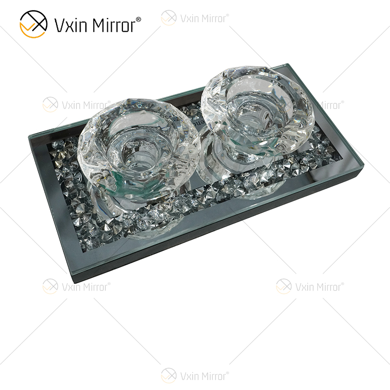 Kundengerechter Namensmoderner eleganter silberner Glaskerzenhalter des zerquetschten Diamant-WXCH-002