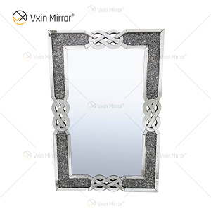 Rechteck VXin WXM-1760 Wanddekor Silber Crushed Diamond Wandbehang Spiegel