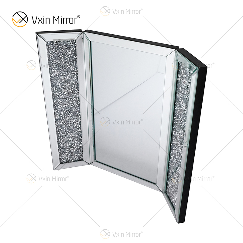 Neues Design WXM-1790-1 Wanddekoration Silber Crushed Diamond Tisch Spiegelsäule