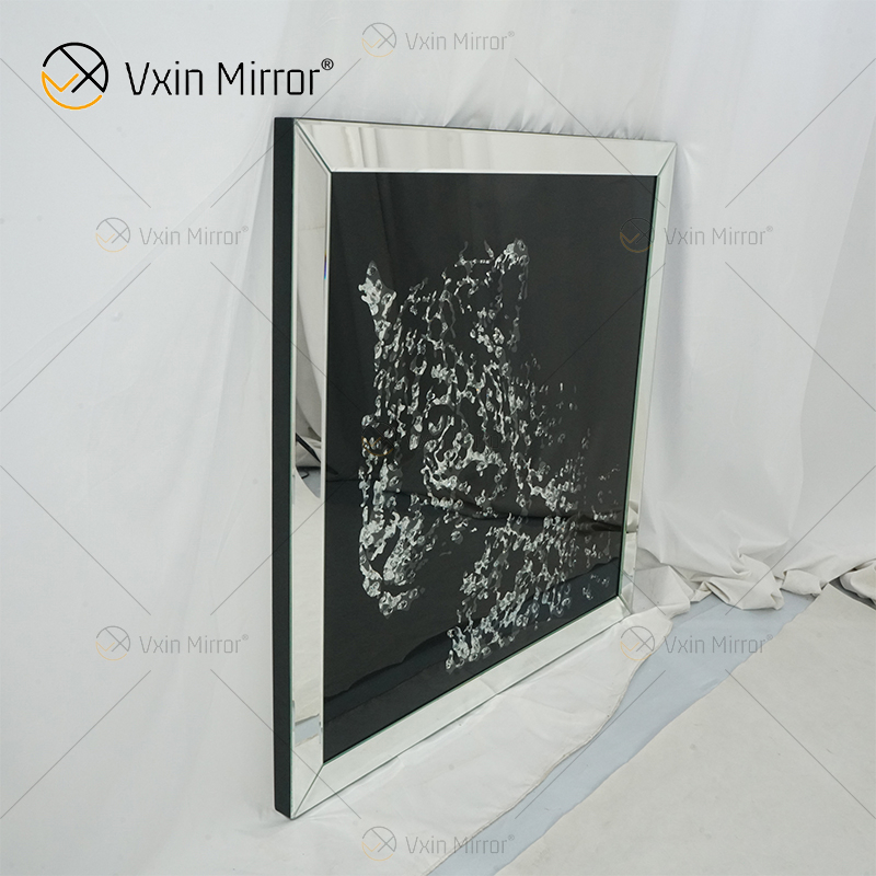 VXin WXMA-19 Wohnkultur Glasrahmen verspiegelt Gepard Wandkunst Kristallporzellanmalerei Spiegelwandkunst