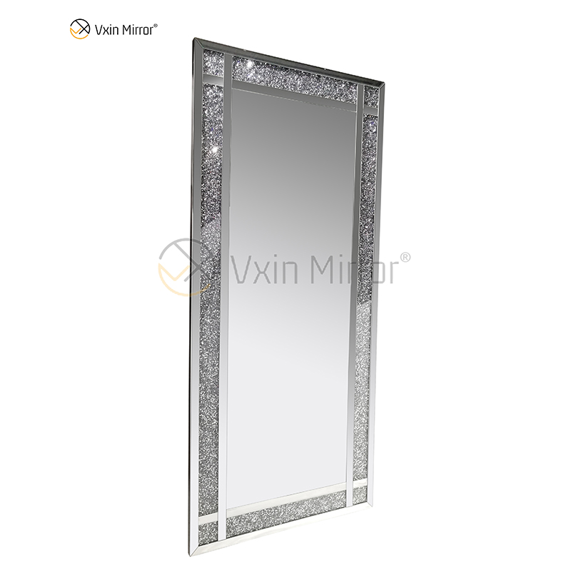 Heißer Verkauf 168 cm WXM-1082 Wanddekor Silber Crushed Diamond Rectangle Mirror