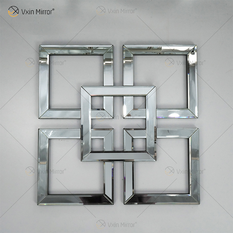 Quadratischer verspiegelter dekorativer Wandspiegel mit abgeschrägter Kante Moderner modischer Wandspiegel WXM-1590